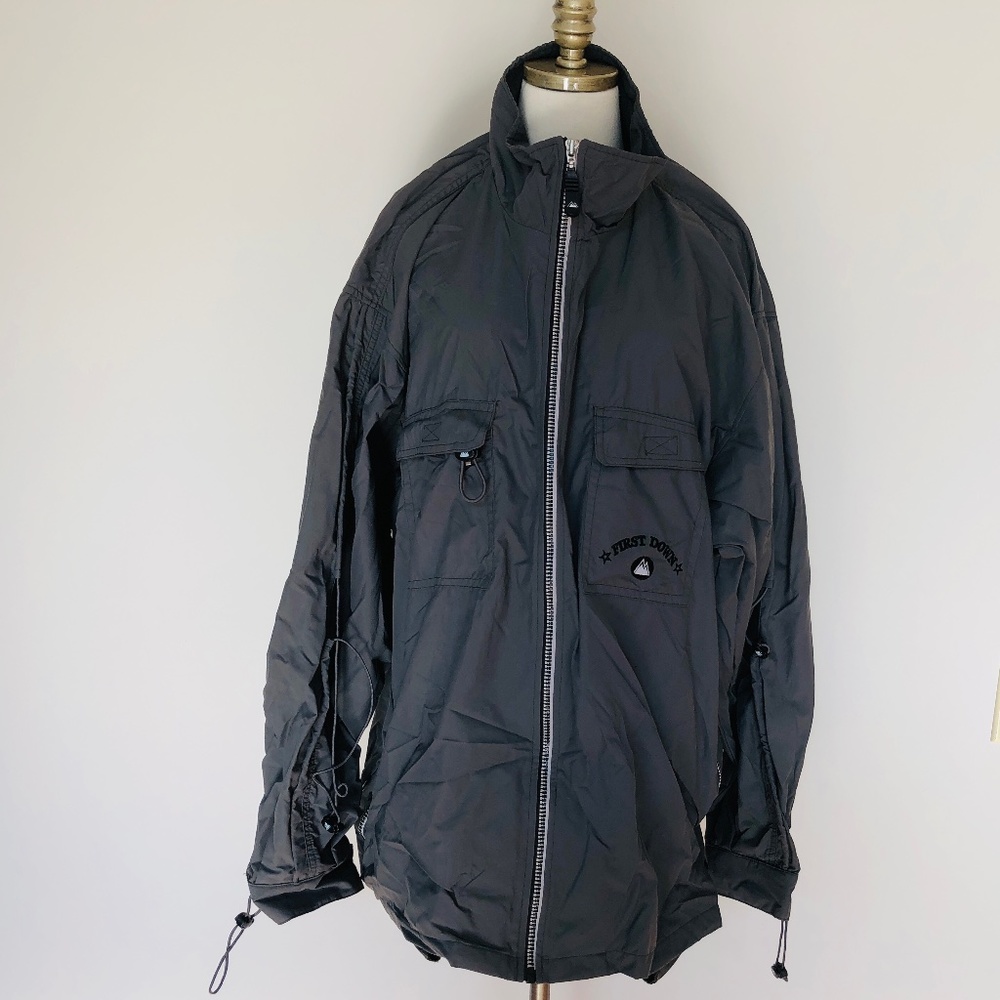 Tactical Heavy Nylon Windbreaker First Down XXL Mens Gray Grey